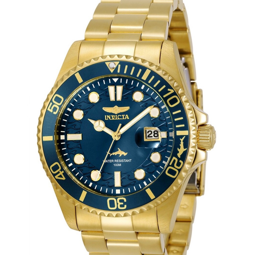 Invicta Gold Watch with Blue Dial
